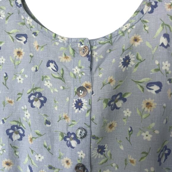 Madison Scott VTG Floral Maxi Dress Women's 14 Linen Blend Cottagecore U.S.A. - Picture 4 of 5